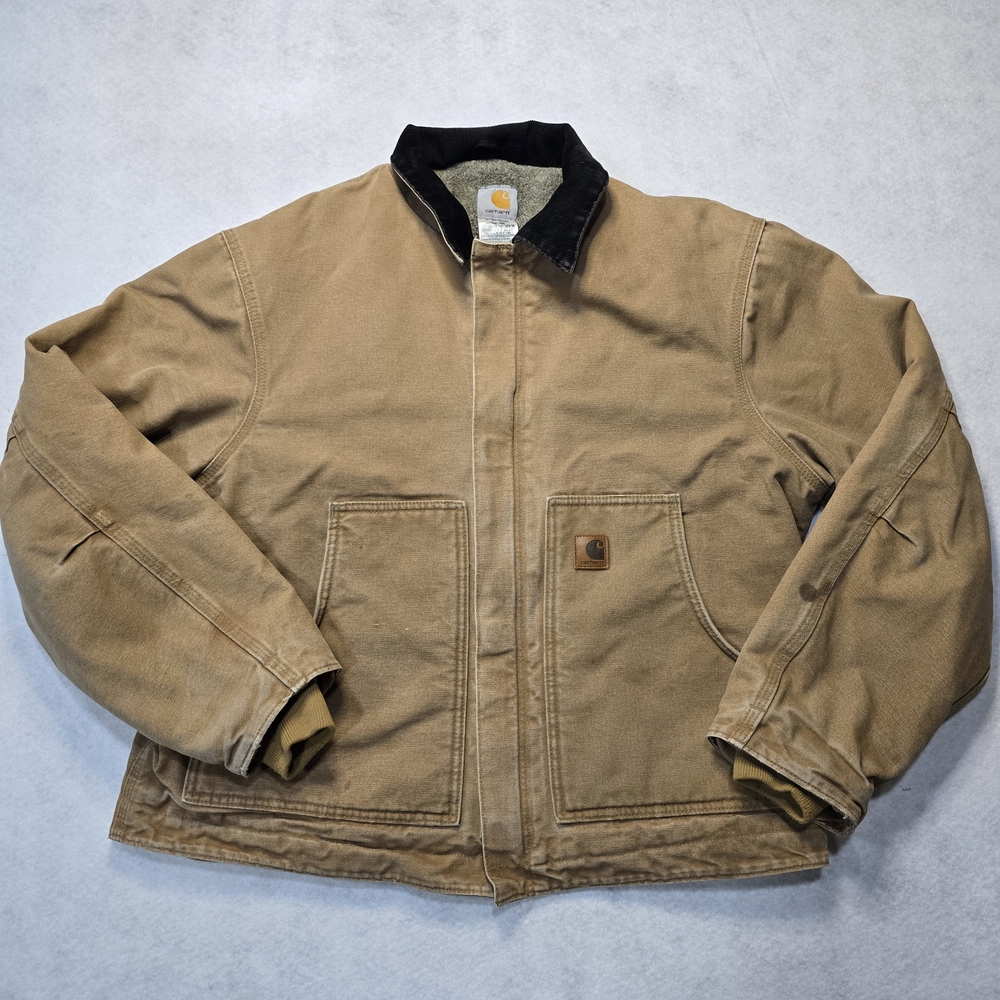 Vintage Carhartt Jacket Mens Large Sherpa Lined Duck Canvas J164 CML‎ Chore Coat